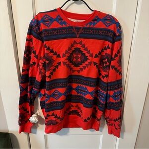 21men Red and Blue Geometric Crewneck Sweater